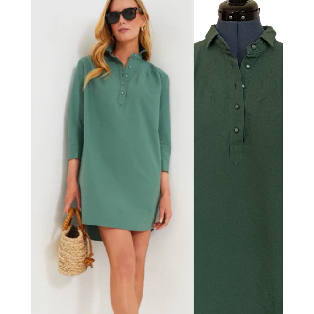 Tuckernuck Pomander Place Green Polly Mini Shirt Dress Preppy Minimalist Fall L